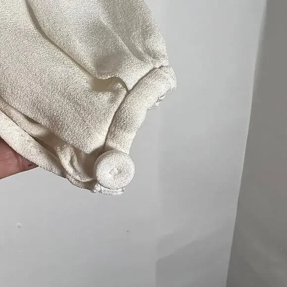 Carven Women's Button Front Mini Shirt Dress 40 / S Long Puff Sleeve Flowy - Picture 6 of 8